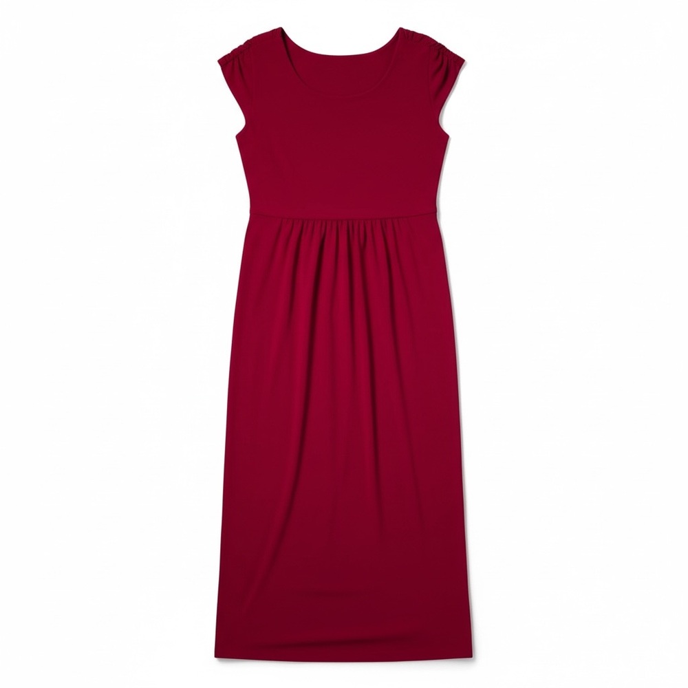 Tiana B. Ruby Red Cap Sleeve V-Neck Maxi Dress with Embellished Waist - Size L - Picture 2 of 3